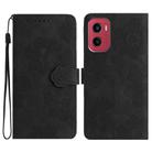 For Motorola Moto G05 Flower Embossing Pattern Leather Phone Case(Black) - 1