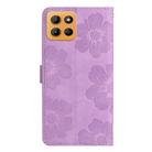 For Motorola Moto G15 Flower Embossing Pattern Leather Phone Case(Purple) - 3