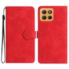 For Motorola Moto G15 Flower Embossing Pattern Leather Phone Case(Red) - 1