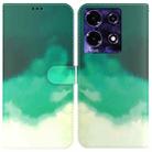 For Infinix Note 30 Watercolor Pattern Flip Leather Phone Case(Cyan Green) - 1