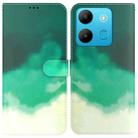 For Infinix Smart 7 African Watercolor Pattern Flip Leather Phone Case(Cyan Green) - 1