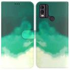 For Nokia C22 Watercolor Pattern Flip Leather Phone Case(Cyan Green) - 1