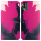 For Nokia C32 Watercolor Pattern Flip Leather Phone Case(Berry) - 1