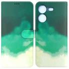 For Tecno Pova 5 Watercolor Pattern Flip Leather Phone Case(Cyan Green) - 1