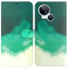 For Tecno Spark 10 5G Watercolor Pattern Flip Leather Phone Case(Cyan Green) - 1