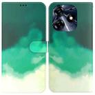 For Tecno Spark 10 Pro Watercolor Pattern Flip Leather Phone Case(Cyan Green) - 1