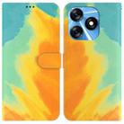 For Tecno Spark 10 / Spark 10C Watercolor Pattern Flip Leather Phone Case(Autumn Leaf) - 1