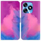 For Tecno Spark 10 / Spark 10C Watercolor Pattern Flip Leather Phone Case(Purple Red) - 1