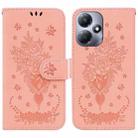 For Infinix Hot 30 Play Butterfly Rose Embossed Leather Phone Case(Pink) - 1