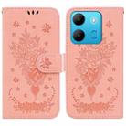 For Infinix Smart 7 African Butterfly Rose Embossed Leather Phone Case(Pink) - 1