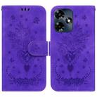 For Infinix Hot 30 Butterfly Rose Embossed Leather Phone Case(Purple) - 1