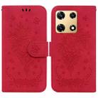 For Infinix Note 30 Pro Butterfly Rose Embossed Leather Phone Case(Red) - 1