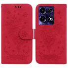 For Infinix Note 30i Butterfly Rose Embossed Leather Phone Case(Red) - 1