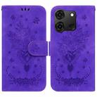 For Infinix Smart 7 India/7 Plus Butterfly Rose Embossed Leather Phone Case(Purple) - 1