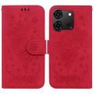 For Infinix Smart 7 India/7 Plus Butterfly Rose Embossed Leather Phone Case(Red) - 1