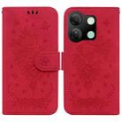 For Infinix Smart 7 HD Butterfly Rose Embossed Leather Phone Case(Red) - 1