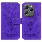 For Infinix Hot 40 / 40 Pro Butterfly Rose Embossed Leather Phone Case(Purple) - 1