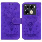 For Infinix Note 40 Pro 4G / 5G Butterfly Rose Embossed Leather Phone Case(Purple) - 1