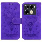 For Infinix Note 40 Pro+ Butterfly Rose Embossed Leather Phone Case(Purple) - 1