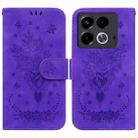For Infinix Note 40 4G Butterfly Rose Embossed Leather Phone Case(Purple) - 1