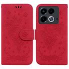 For Infinix Note 40 4G Butterfly Rose Embossed Leather Phone Case(Red) - 1
