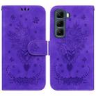 For Infinix Hot 50 5G Butterfly Rose Embossed Leather Phone Case(Purple) - 1