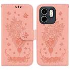 For Infinix Hot 50i / Smart 9 Butterfly Rose Embossed Leather Phone Case(Pink) - 1