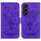 For Infinix Hot 50 Pro 4G Butterfly Rose Embossed Leather Phone Case(Purple) - 1
