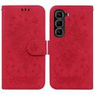 For Infinix Hot 50 Pro+ 4G Butterfly Rose Embossed Leather Phone Case(Red) - 1