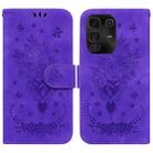 For Infinix Note 50 Pro+ Butterfly Rose Embossed Leather Phone Case(Purple) - 1
