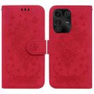 For Infinix Note 50 Pro+ Butterfly Rose Embossed Leather Phone Case(Red) - 1