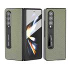 For Samsung Galaxy Z Fold4 5G Carbon Fiber Texture Integrated Protective Phone Case with Holder(Green) - 1