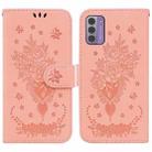 For Nokia C12 Butterfly Rose Embossed Leather Phone Case(Pink) - 1