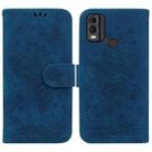 For Nokia C32 Butterfly Rose Embossed Leather Phone Case(Blue) - 1