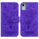 For Nokia C12 Butterfly Rose Embossed Leather Phone Case(Purple) - 1