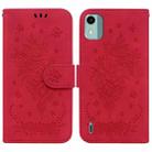 For Nokia C12 Butterfly Rose Embossed Leather Phone Case(Red) - 1