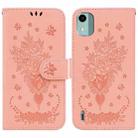 For Nokia C12 Butterfly Rose Embossed Leather Phone Case(Pink) - 1