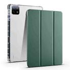 For Xiaomi Pad 6 / 6 Pro 3-fold Clear TPU Smart Leather Tablet Case with Pen Slot(Dark Green) - 1