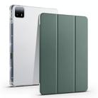 For Xiaomi Pad 6 Max 14 3-fold Clear TPU Smart Leather Tablet Case with Pen Slot(Dark Green) - 1