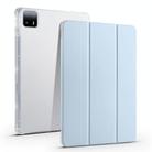 For Xiaomi Pad 6 Max 14 3-fold Clear TPU Smart Leather Tablet Case with Pen Slot(Ice Blue) - 1