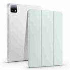 For Xiaomi Pad 6 Max 14 3-fold Clear TPU Smart Leather Tablet Case with Pen Slot(Light Green) - 1