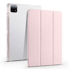 For Xiaomi Pad 6 Max 14 3-fold Clear TPU Smart Leather Tablet Case with Pen Slot(Sand Pink) - 1