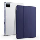 For Xiaomi Pad 6 Max 14 3-fold Clear TPU Smart Leather Tablet Case with Pen Slot(Dark Blue) - 1