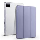 For Xiaomi Pad 6 Max 14 3-fold Clear TPU Smart Leather Tablet Case with Pen Slot(Lavender Purple) - 1