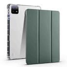 For Xiaomi Pad 6S Pro 3-fold Clear TPU Smart Leather Tablet Case with Pen Slot(Dark Green) - 1