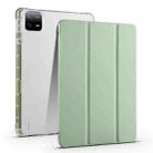 For Xiaomi Pad 6S Pro 3-fold Clear TPU Smart Leather Tablet Case with Pen Slot(Green) - 1