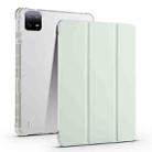 For Xiaomi Pad 6S Pro 3-fold Clear TPU Smart Leather Tablet Case with Pen Slot(Light Green) - 1