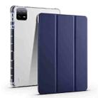 For Xiaomi Pad 6S Pro 3-fold Clear TPU Smart Leather Tablet Case with Pen Slot(Dark Blue) - 1