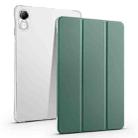For Xiaomi Redmi Pad Pro 12.1 3-fold Clear TPU Smart Leather Tablet Case with Pen Slot(Dark Green) - 1
