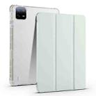 For Xiaomi Pad 7 / 7 Pro 3-fold Clear TPU Smart Leather Tablet Case with Pen Slot(Light Green) - 1